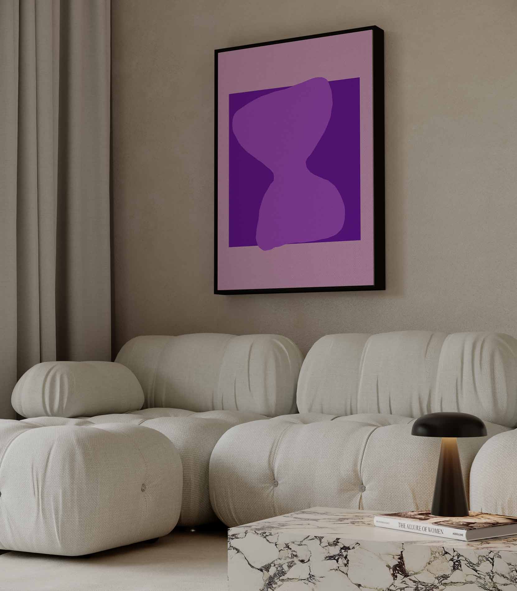 Speelse Paarse Vormen Kunstwerk-canvas-dibond-plexiglas-wanddecoratie-WallArtistic