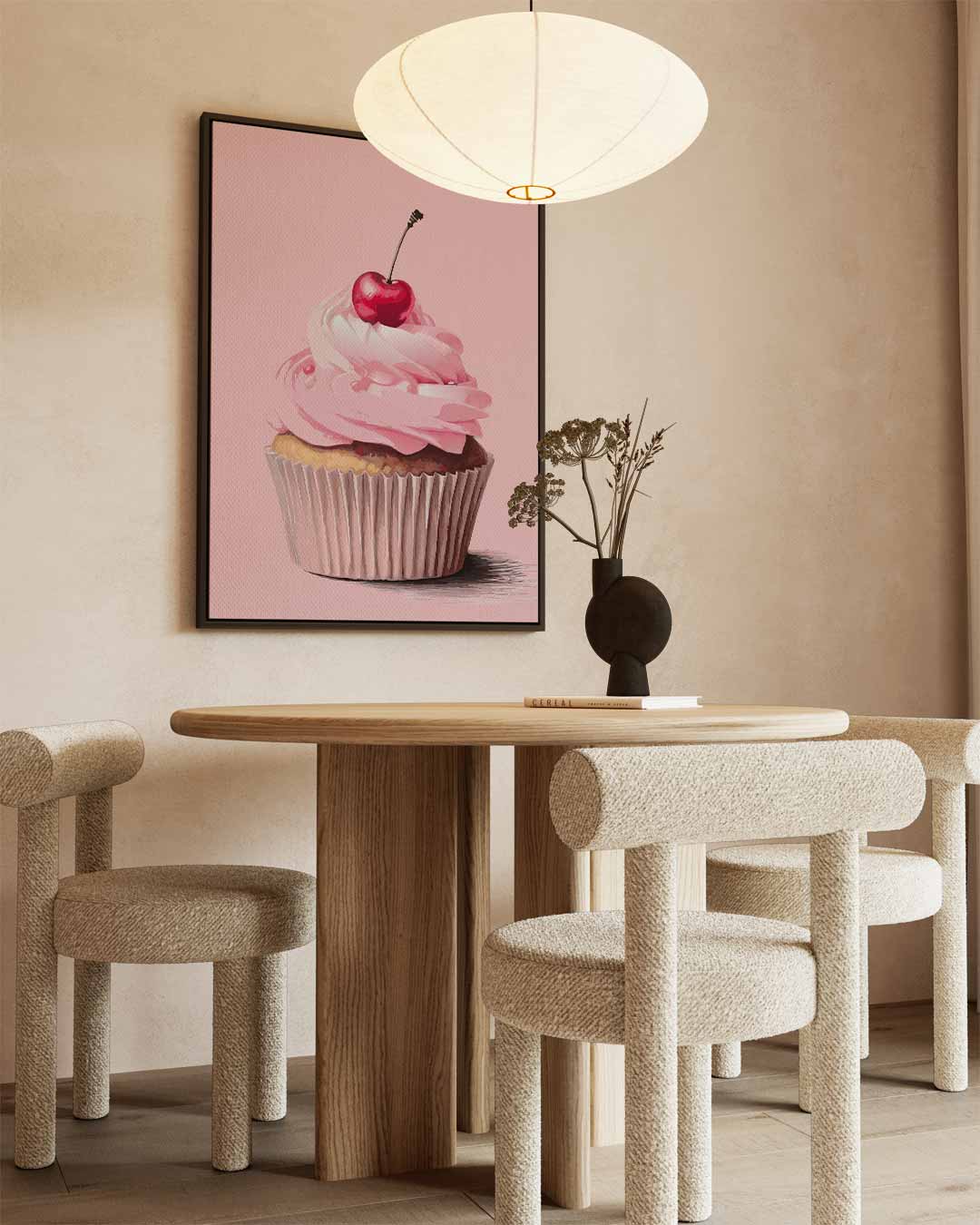 Zoete Baksels: Cherry Cupcake Kunstwerk-canvas-dibond-plexiglas-wanddecoratie-WallArtistic