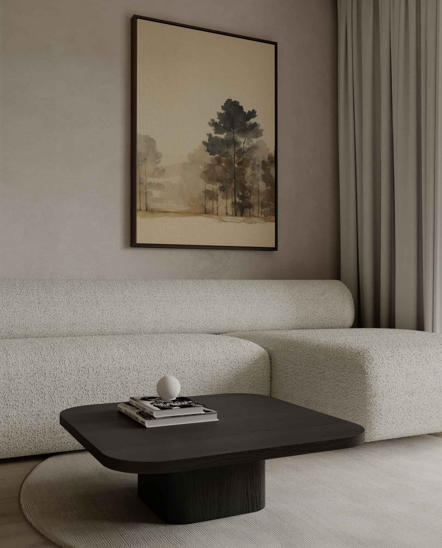 Serene Boslandschap in Waterverf Kunstwerk-canvas-dibond-plexiglas-wanddecoratie-WallArtistic