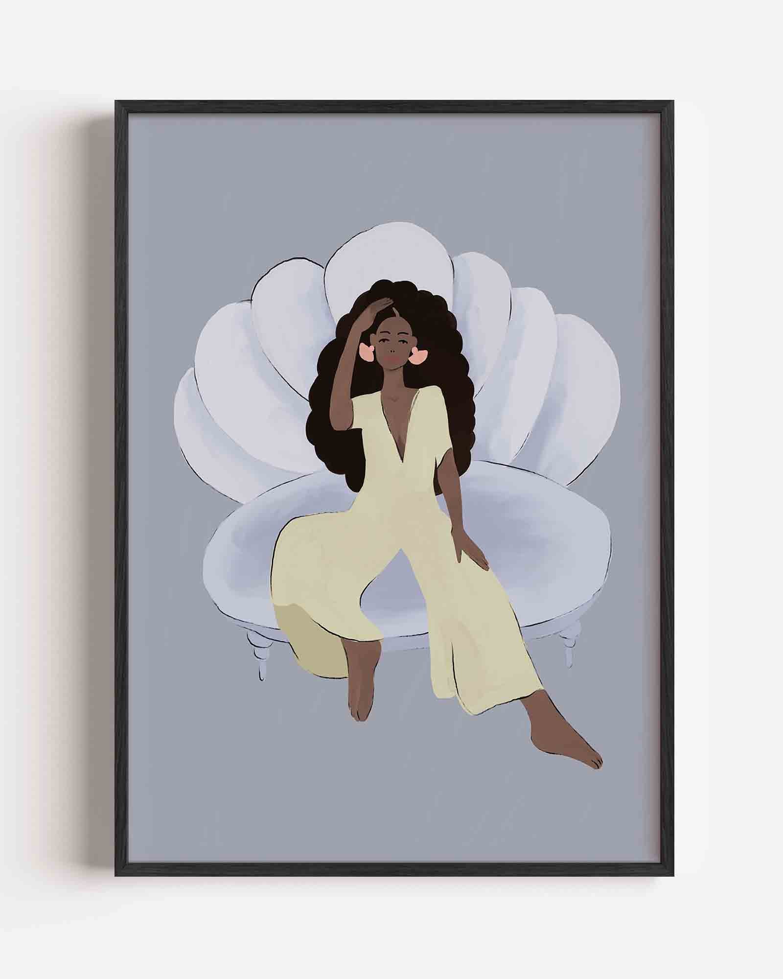 Vrouw op schelp Poster