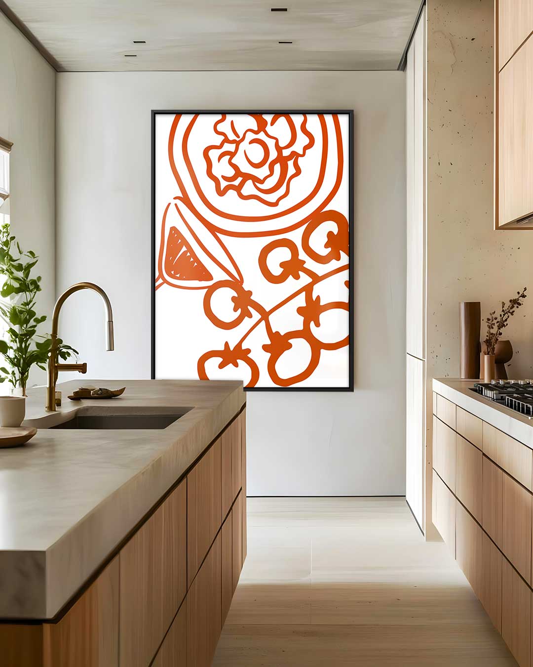 Tomaat en Vormen Illustratie Kunstwerk-canvas-dibond-plexiglas-wanddecoratie-WallArtistic