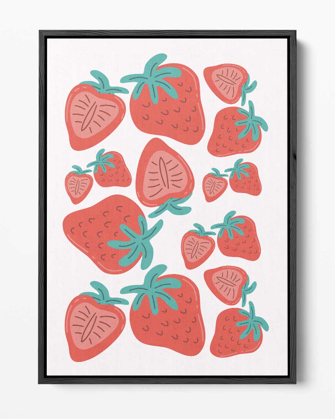 Vrolijke Aardbeien Kunstwerk-canvas-dibond-plexiglas-wanddecoratie-WallArtistic