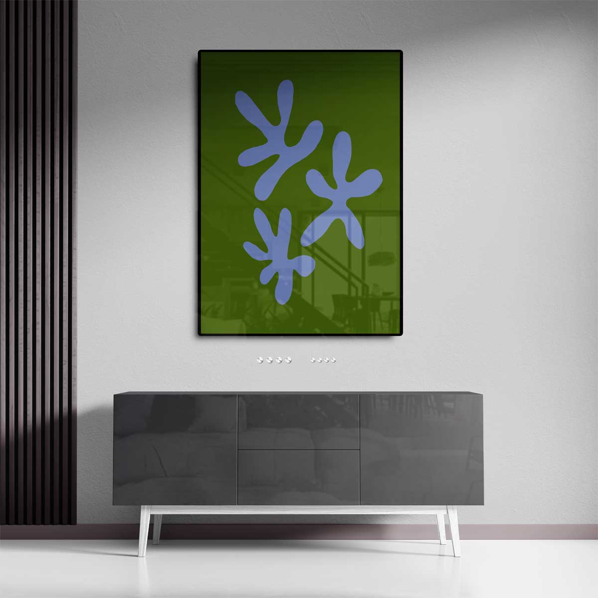 Vrolijke Vormen Op Groen Kunstwerk-canvas-dibond-plexiglas-wanddecoratie-WallArtistic