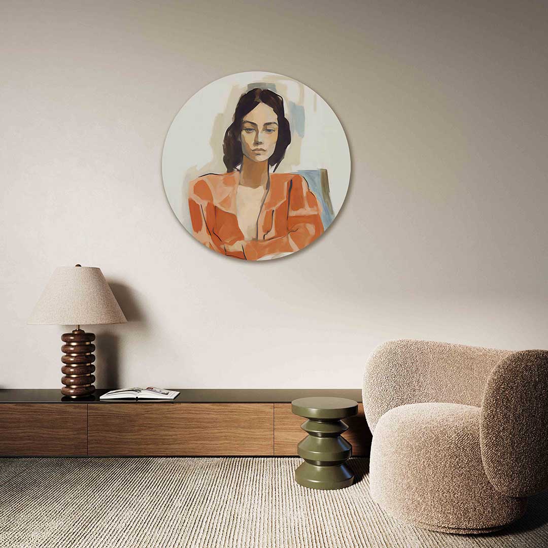 Vrouw in oranje Muurcirkel