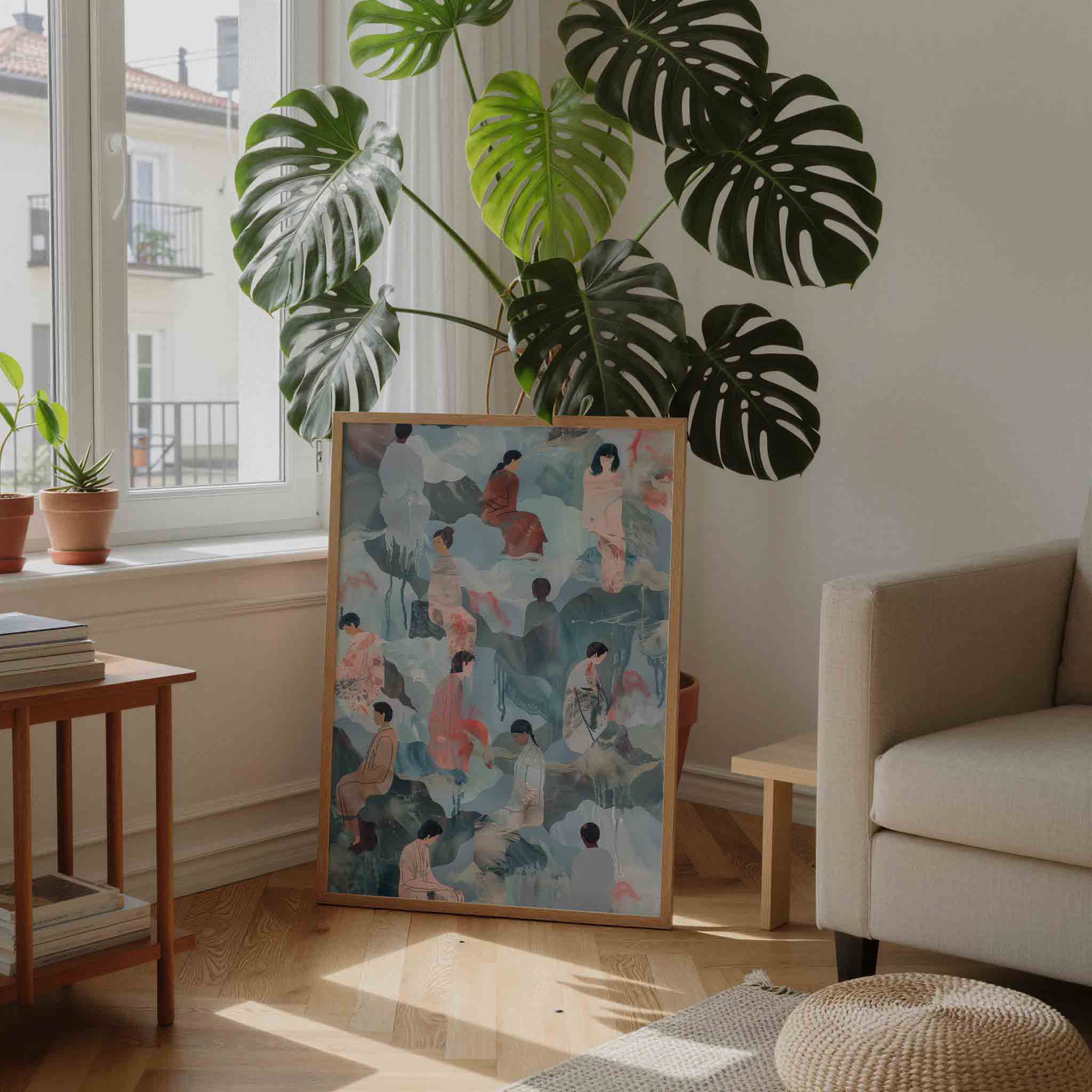 Zittende figuren Poster
