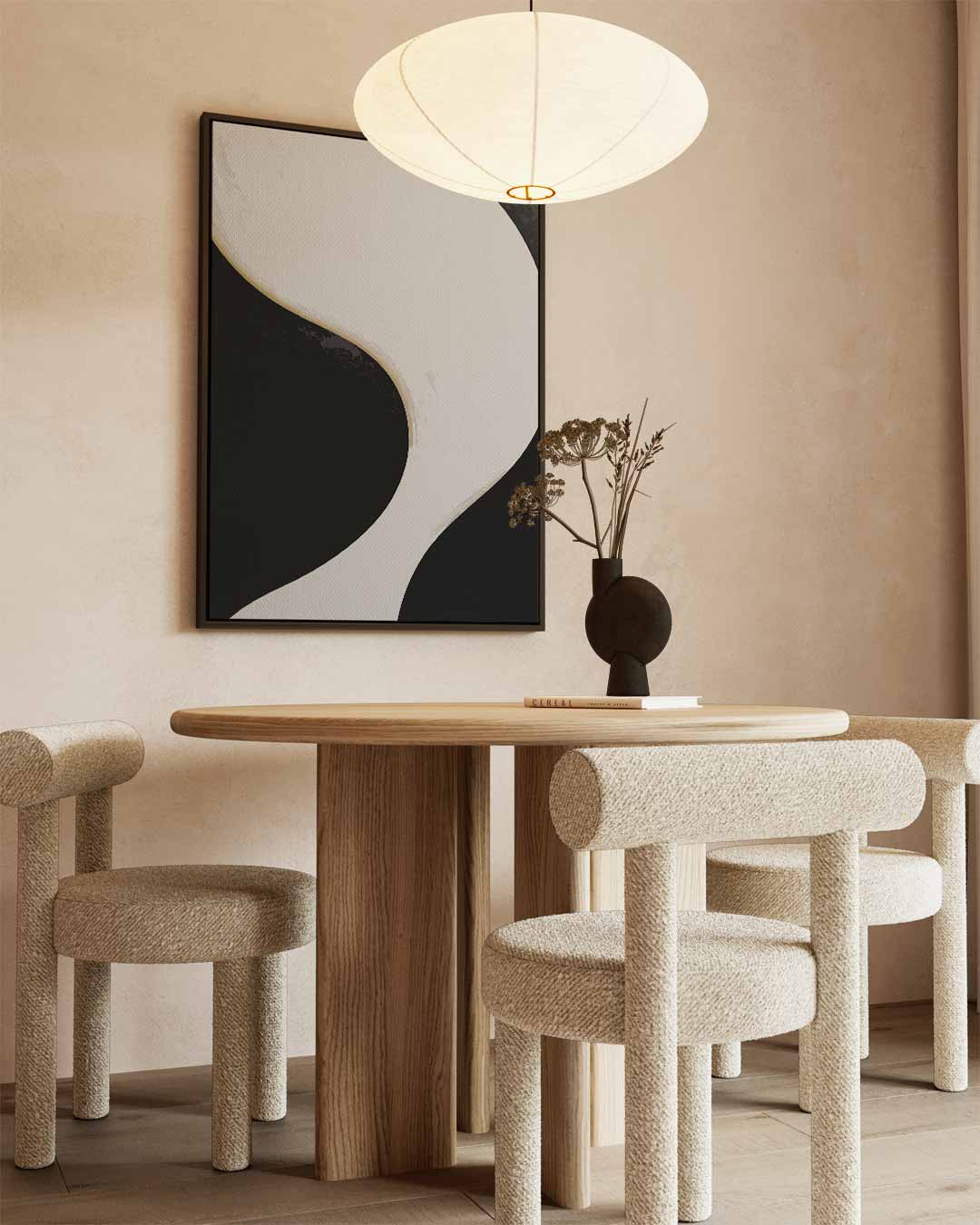 Sierlijke Golven in Zwart-Wit Kunstwerk-canvas-dibond-plexiglas-wanddecoratie-WallArtistic