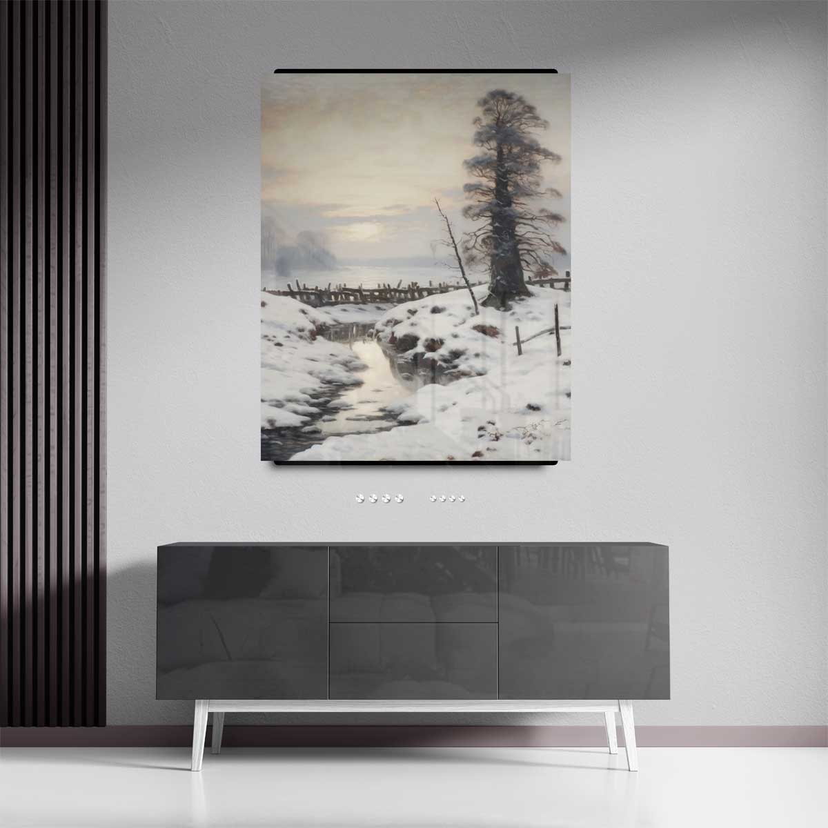 Winterse Rust in het Landschap Kunstwerk-canvas-dibond-plexiglas-wanddecoratie-WallArtistic