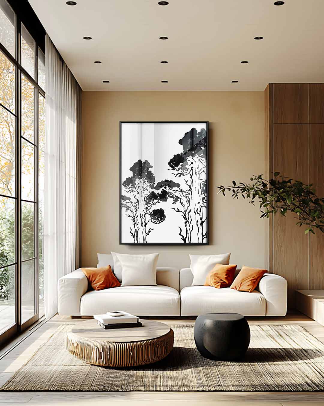 Zwart-wit Bospracht Kunstwerk-canvas-dibond-plexiglas-wanddecoratie-WallArtistic