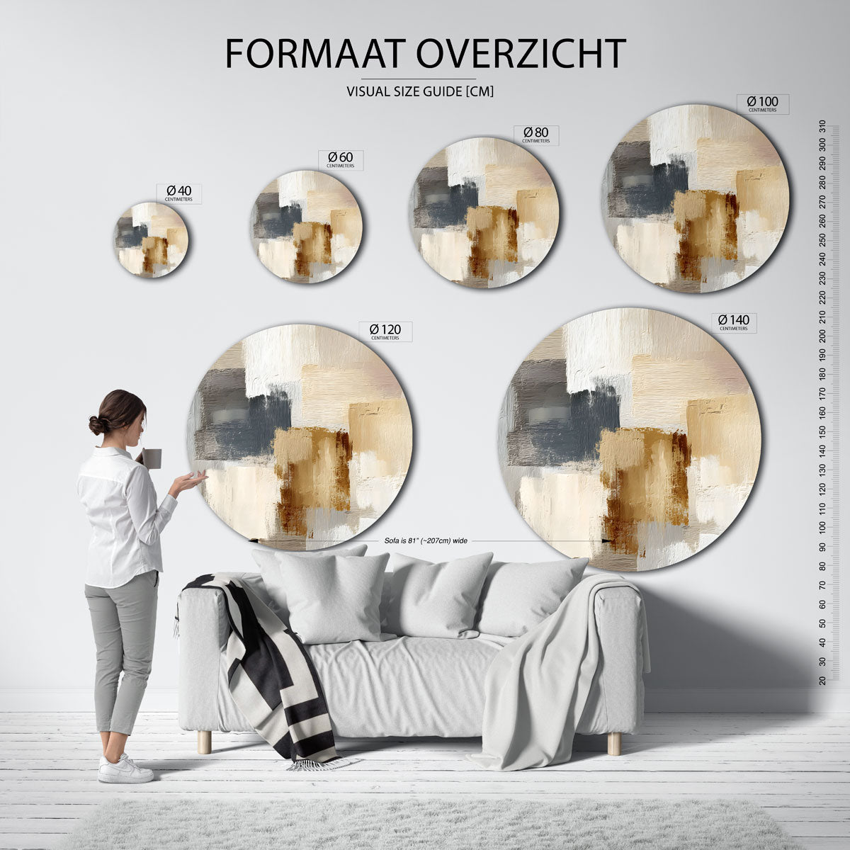 Abstracte beige Muurcirkel