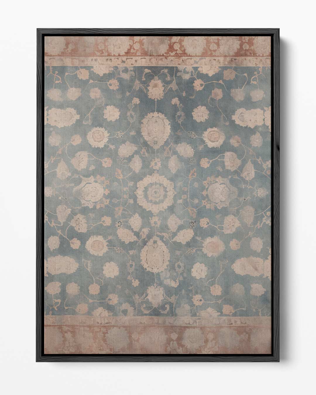 Tijdloze Bloemenpracht op Blauw Tapijt Kunstwerk-canvas-dibond-plexiglas-wanddecoratie-WallArtistic