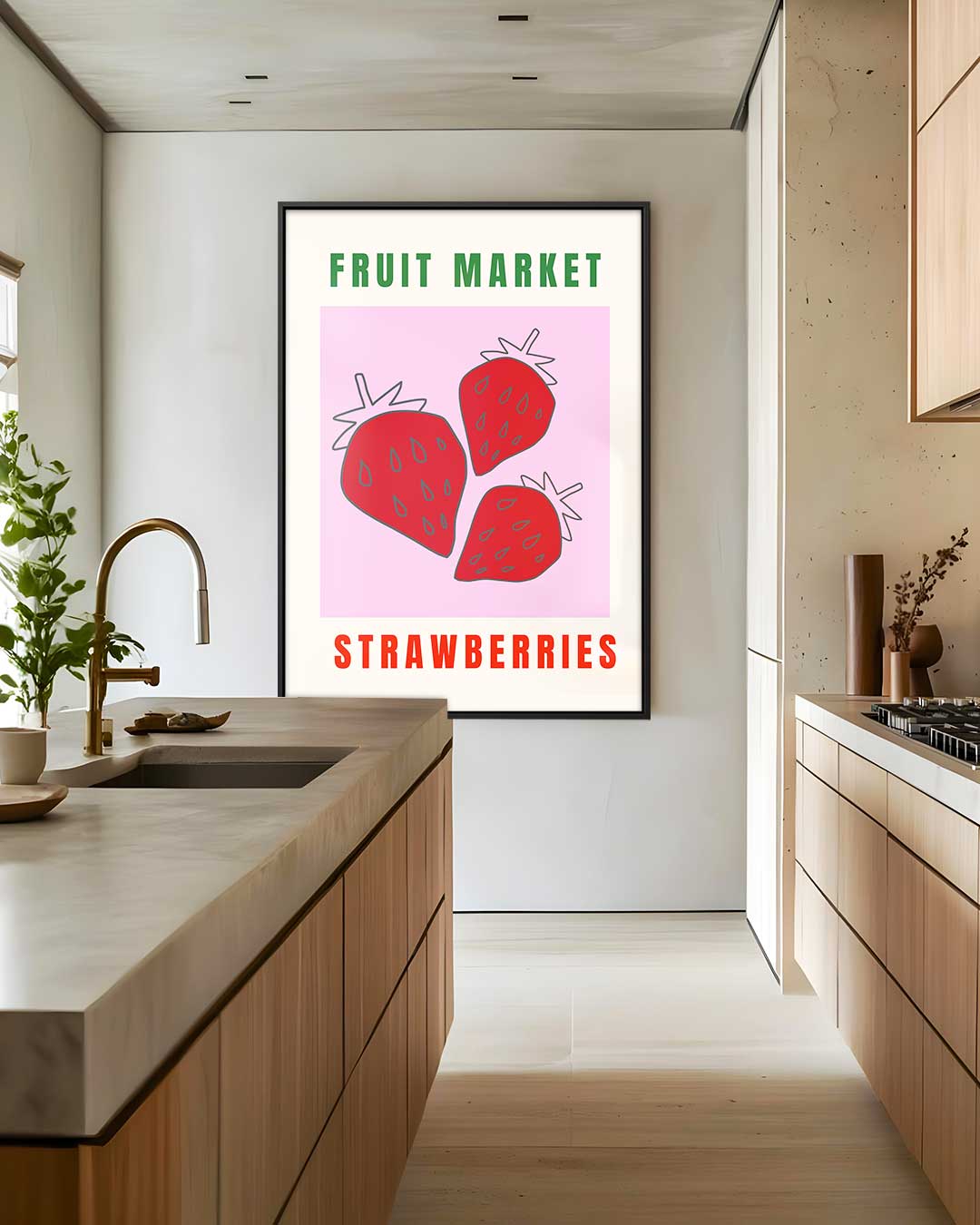 Aardbei Kunstposter Kunstwerk-canvas-dibond-plexiglas-wanddecoratie-WallArtistic