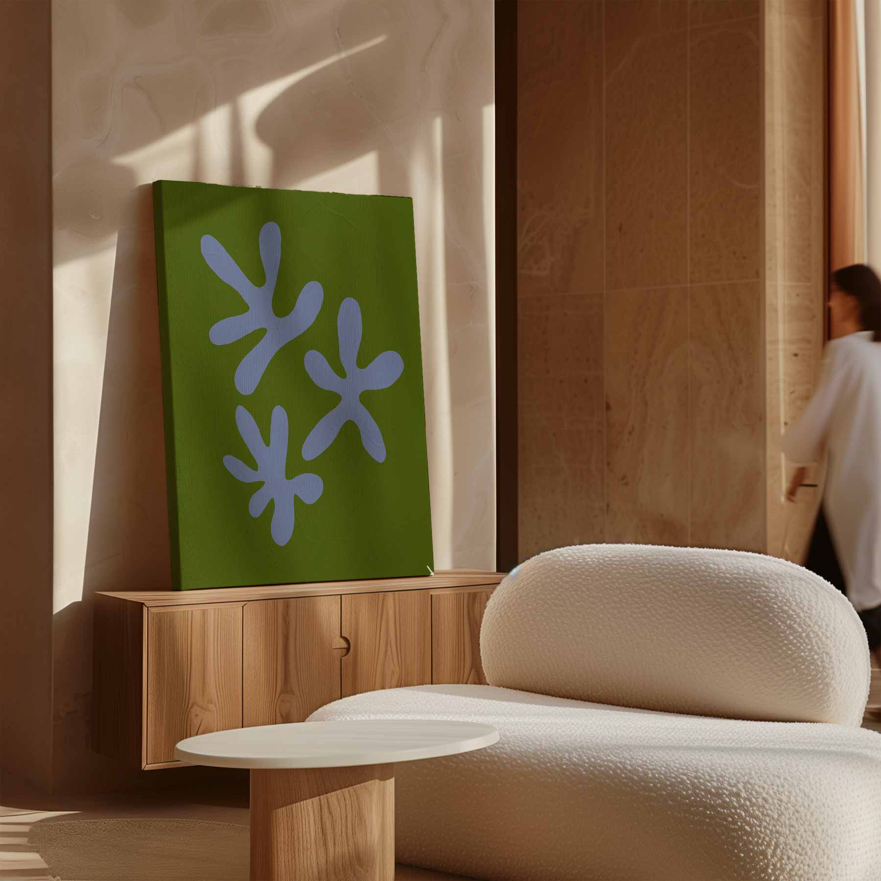 Vrolijke Vormen Op Groen Kunstwerk-canvas-dibond-plexiglas-wanddecoratie-WallArtistic