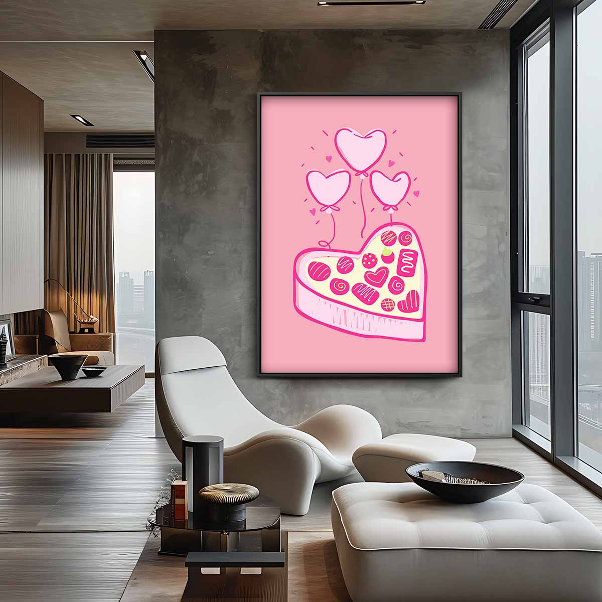 Liefdevolle Hartjes en Snoepjes Kunstwerk-canvas-dibond-plexiglas-wanddecoratie-WallArtistic