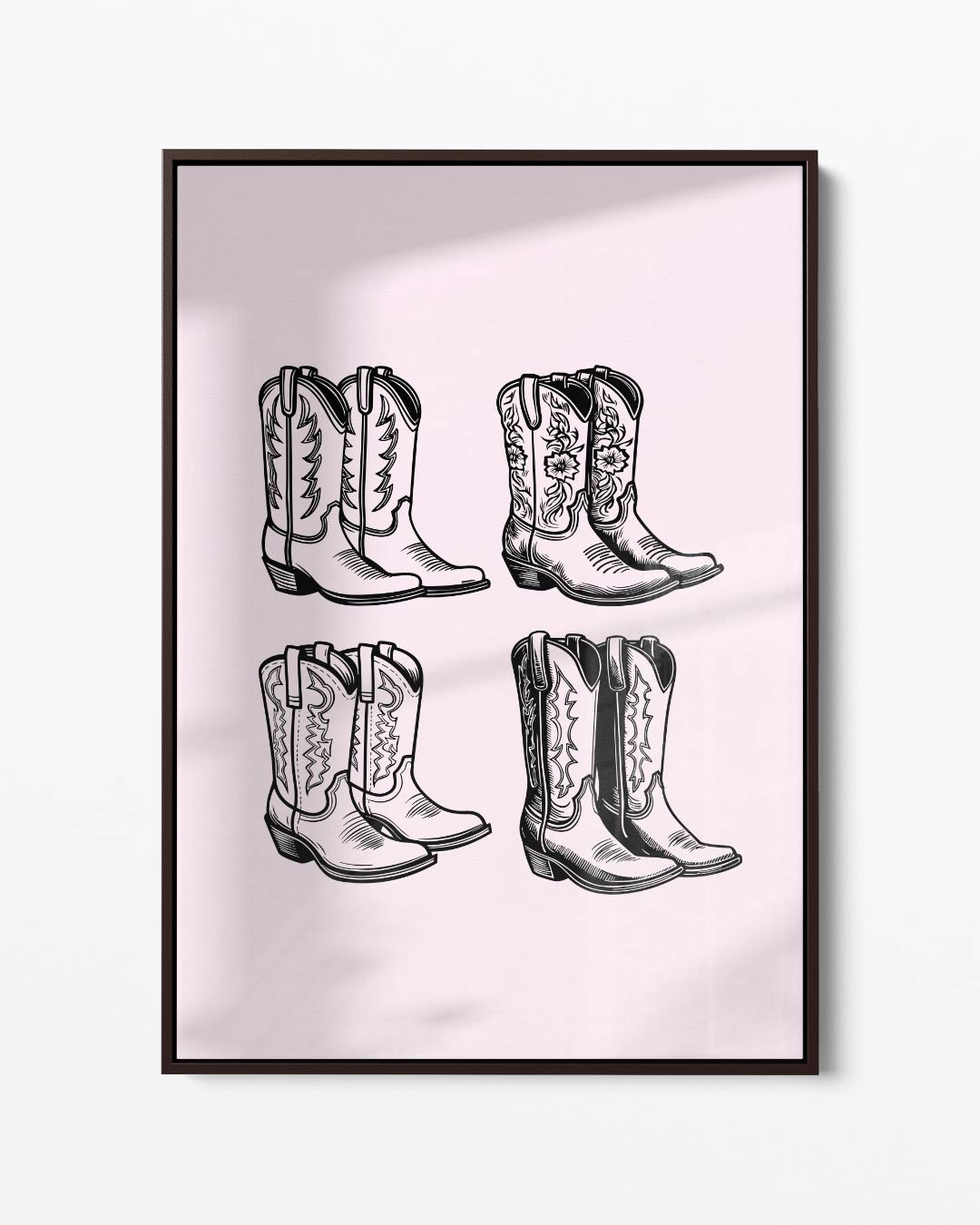 Vintage Cowboylaarzen Illustratie Kunstwerk-canvas-dibond-plexiglas-wanddecoratie-WallArtistic