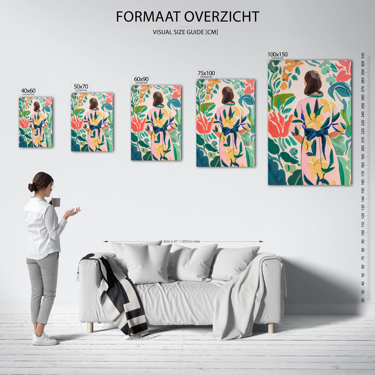Vrouw in bloemen Kunstwerk
