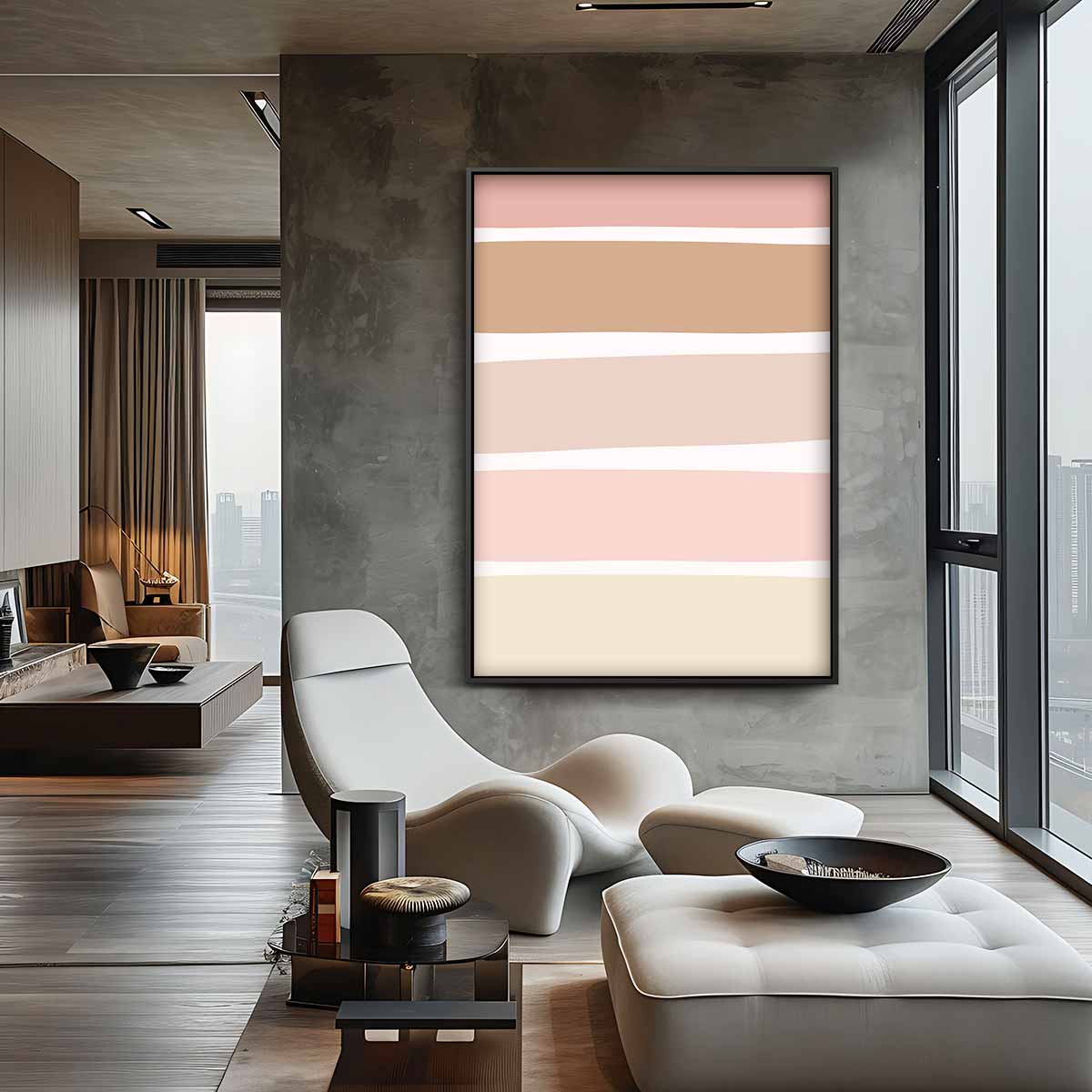 Zachte Aardetinten Strepen Kunstwerk-canvas-dibond-plexiglas-wanddecoratie-WallArtistic