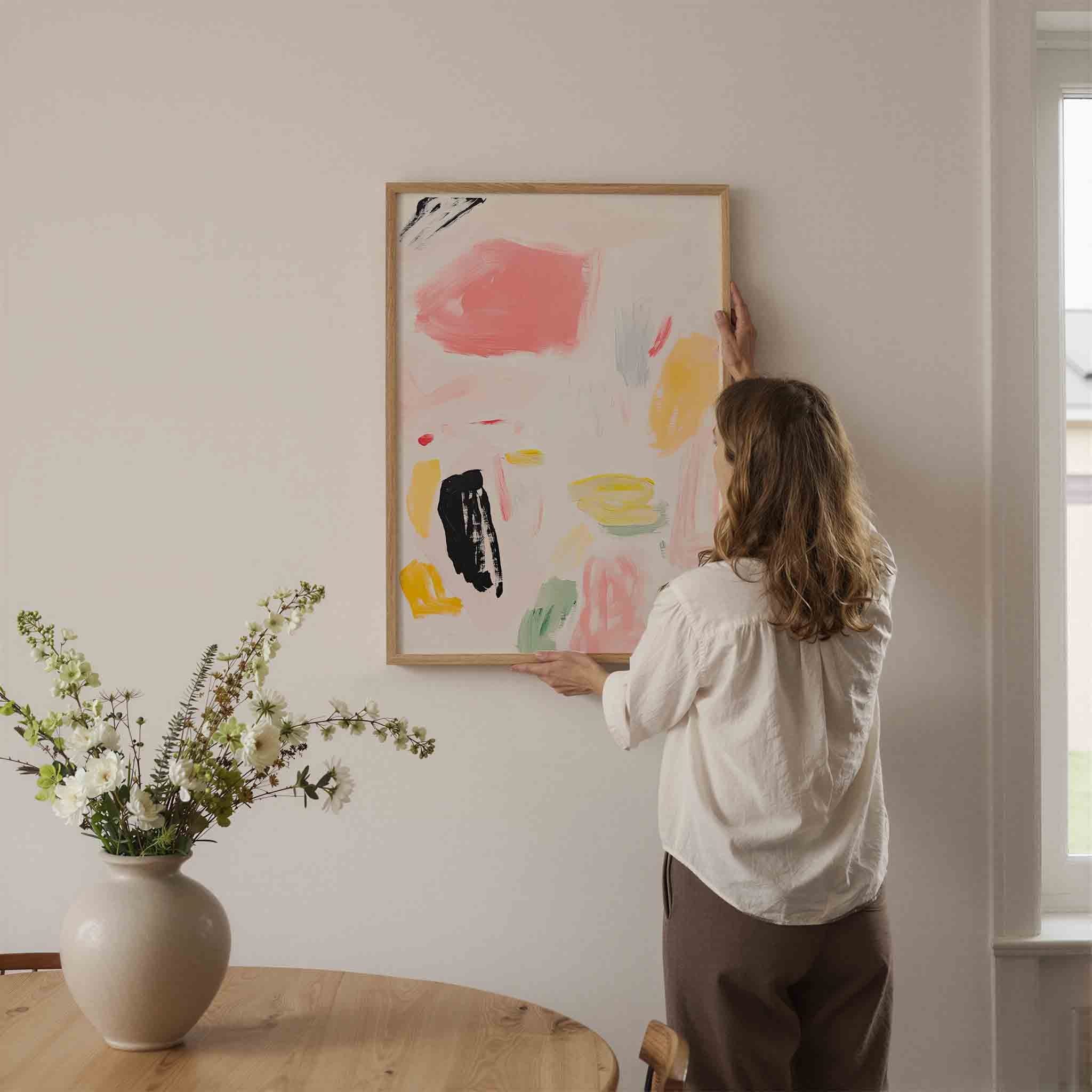 Abstracte penseelstreken Poster