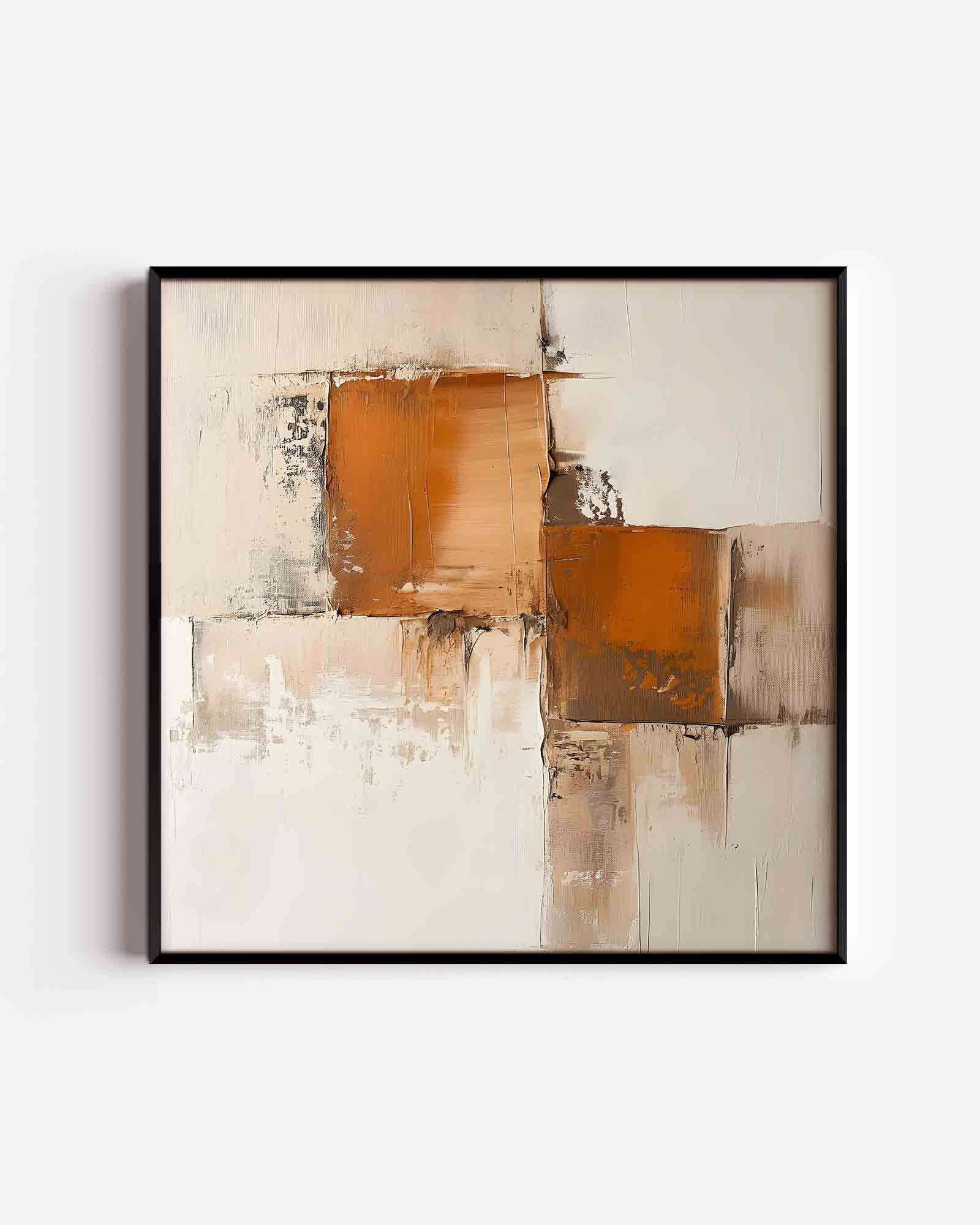 Abstracte beige en oranje Poster