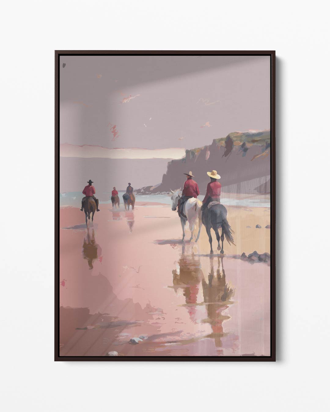 Strandrit bij Zonsondergang Kunstwerk-canvas-dibond-plexiglas-wanddecoratie-WallArtistic