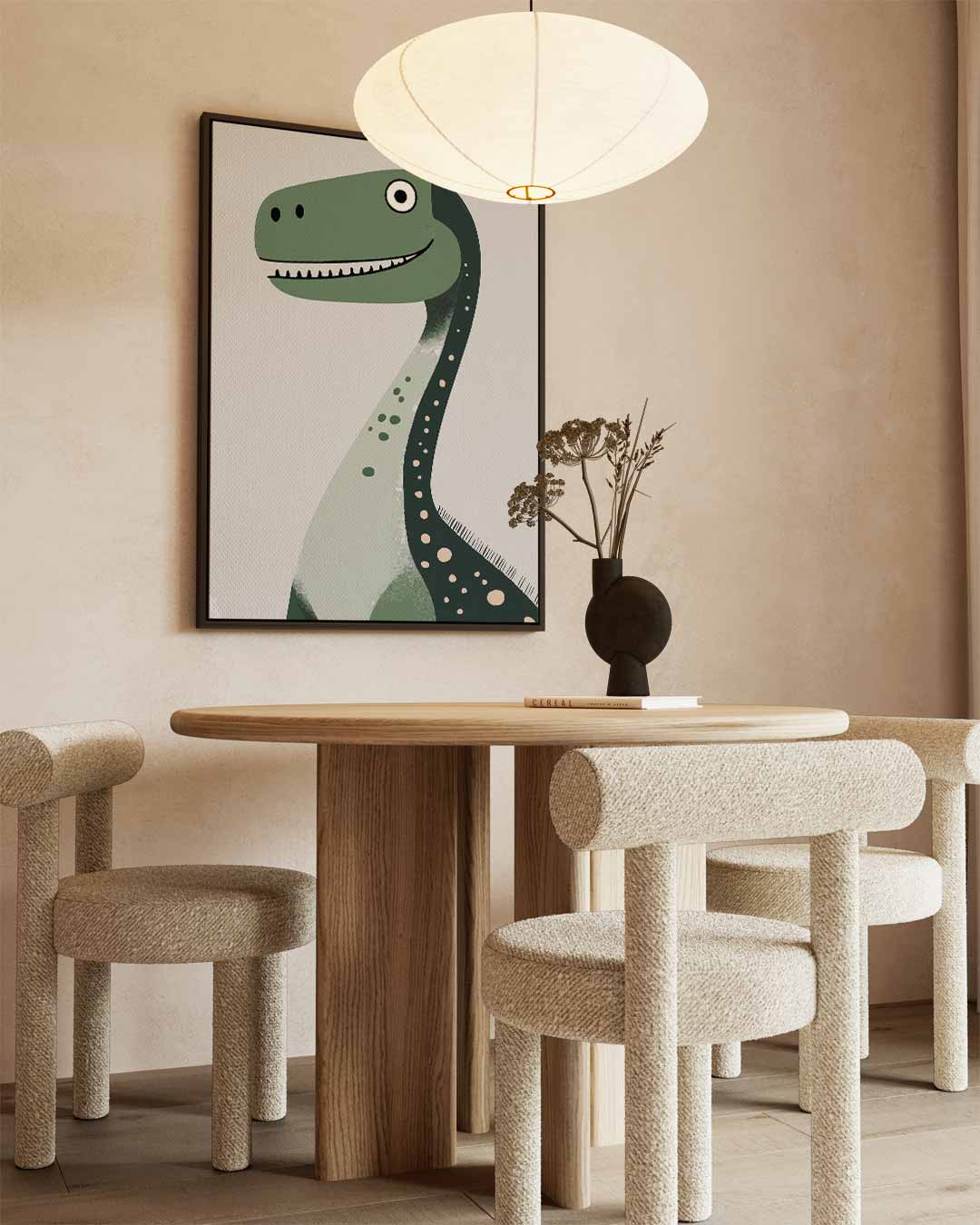 Vrolijke Dino Print Kunstwerk-canvas-dibond-plexiglas-wanddecoratie-WallArtistic