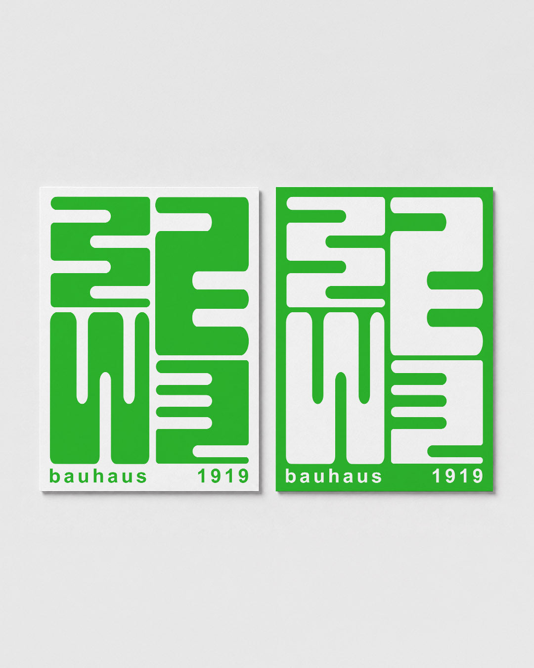Groene lijnenvormen Posterset