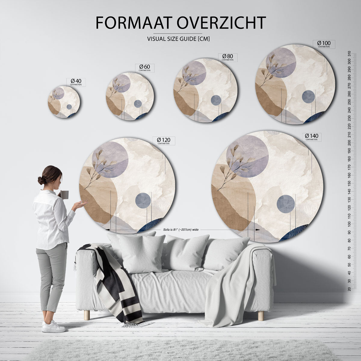Abstracte vormen en takken Muurcirkel