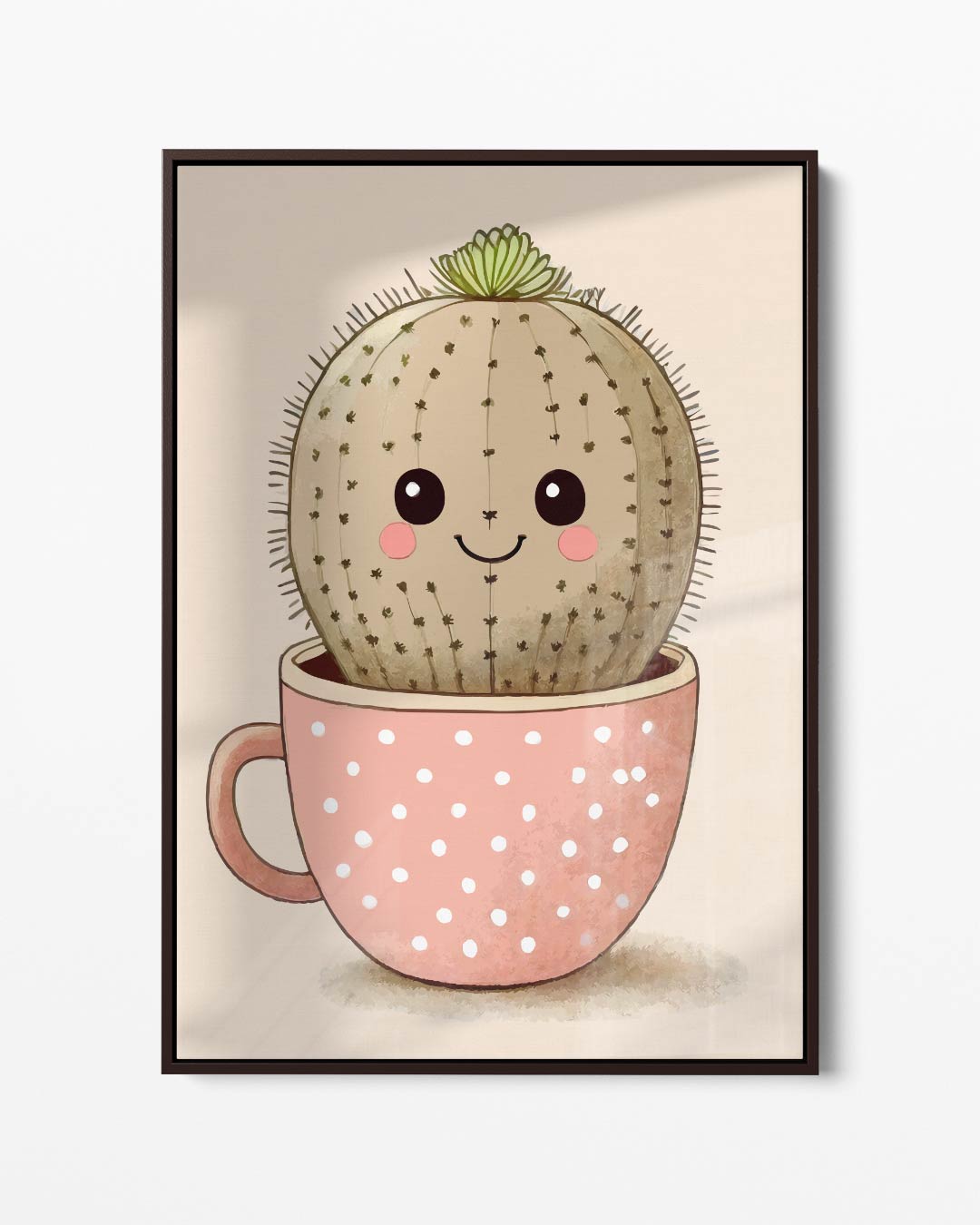 Vrolijke Cactus in Kopje Kunstwerk-canvas-dibond-plexiglas-wanddecoratie-WallArtistic