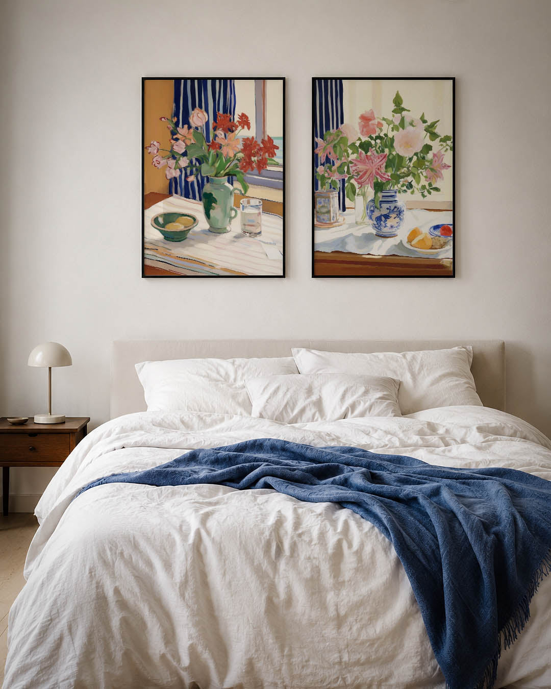 Bloemen en strepen Posterset