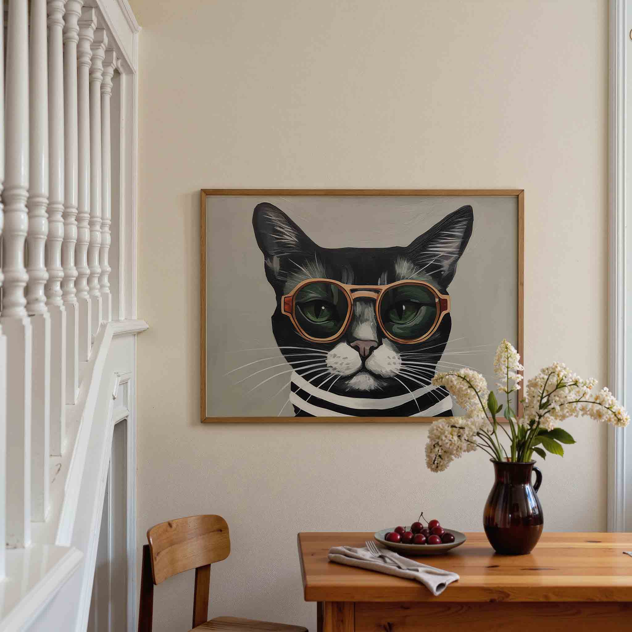 Kat met zonnebril Poster