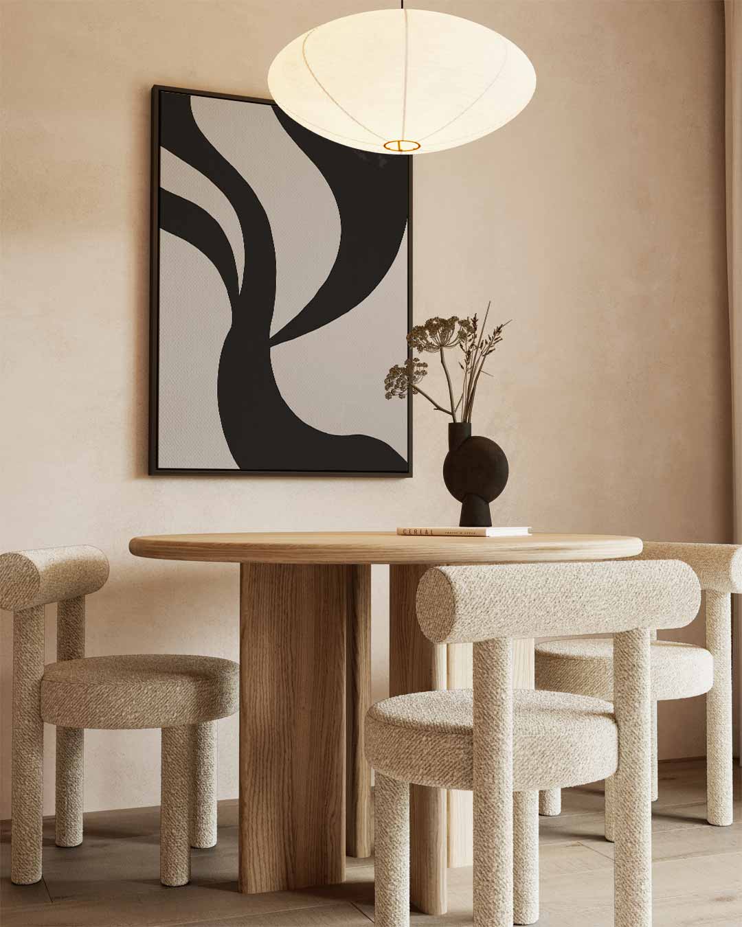 Organische Zwart-Wit Abstractie Kunstwerk-canvas-dibond-plexiglas-wanddecoratie-WallArtistic