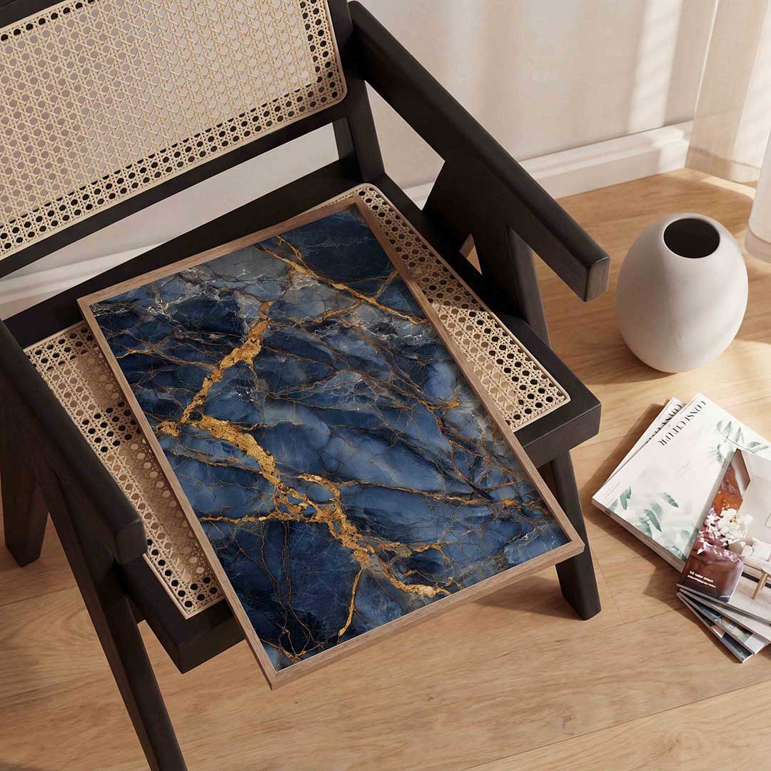 Blauwe en gouden aderen Poster