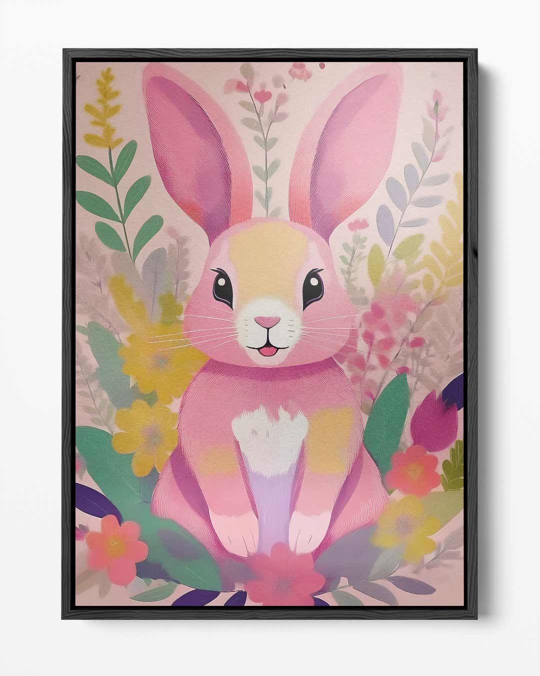 Vrolijk Konijn in de Bloemenweide Kunstwerk-canvas-dibond-plexiglas-wanddecoratie-WallArtistic