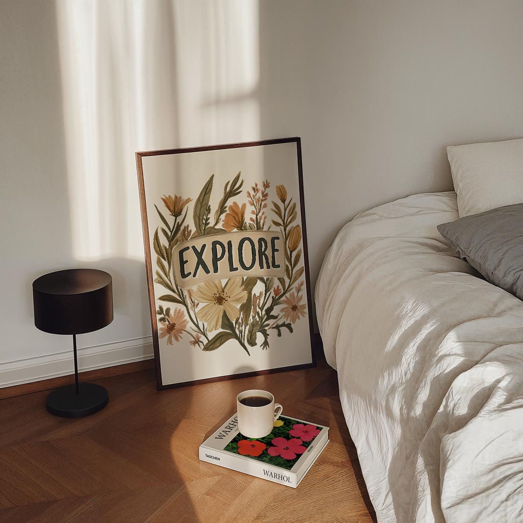 Verken de Wereld Bloemenposter