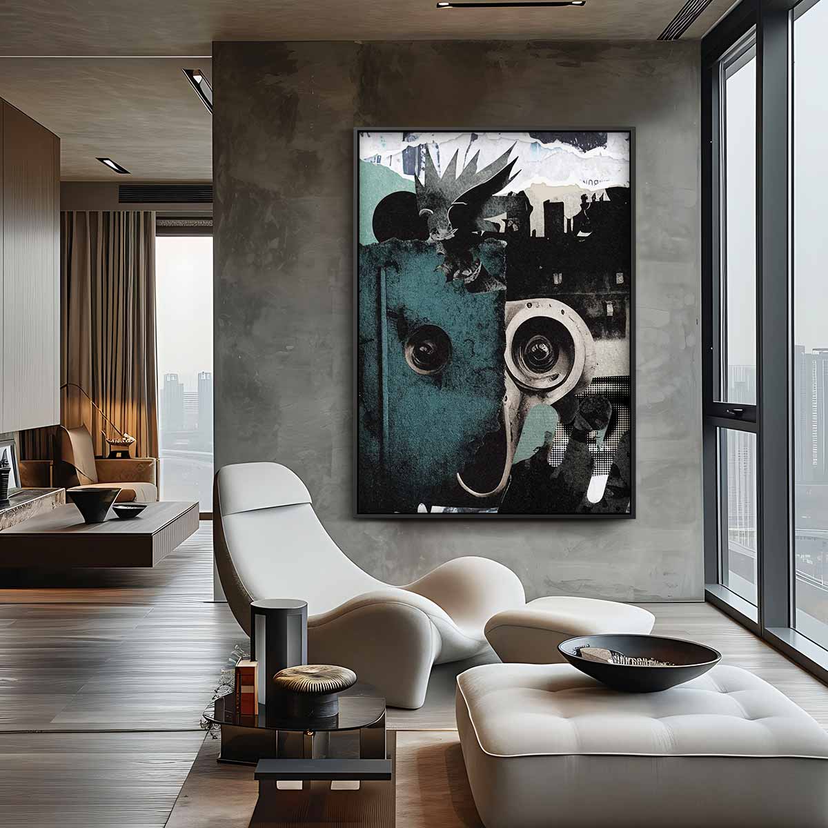 Abstracte Stadse Collage Kunstwerk-canvas-dibond-plexiglas-wanddecoratie-WallArtistic