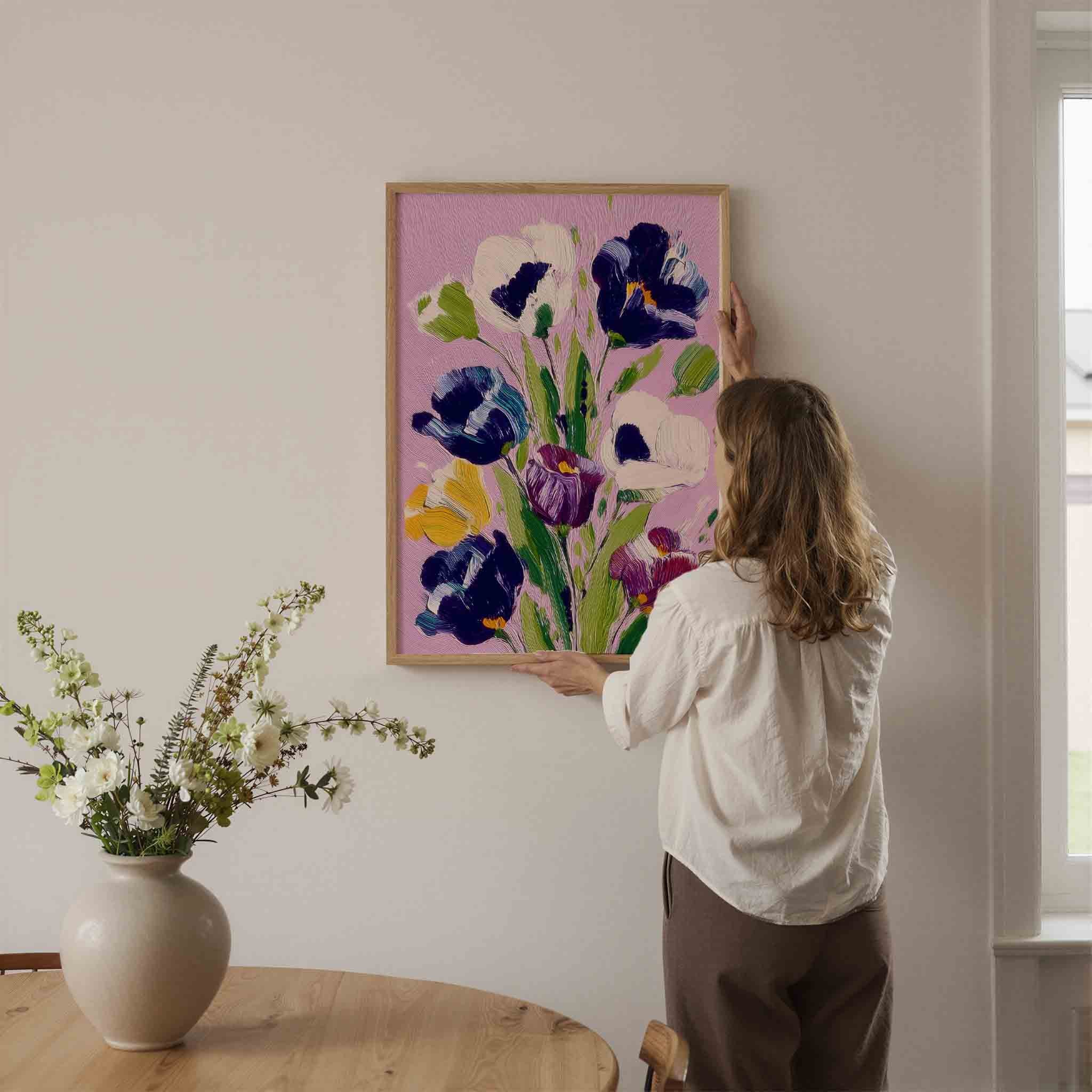 Bloemen op roze Poster