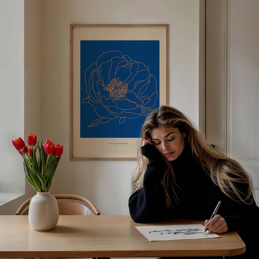 Moderne Bloemenlijn Kunstposter-WallArtistic