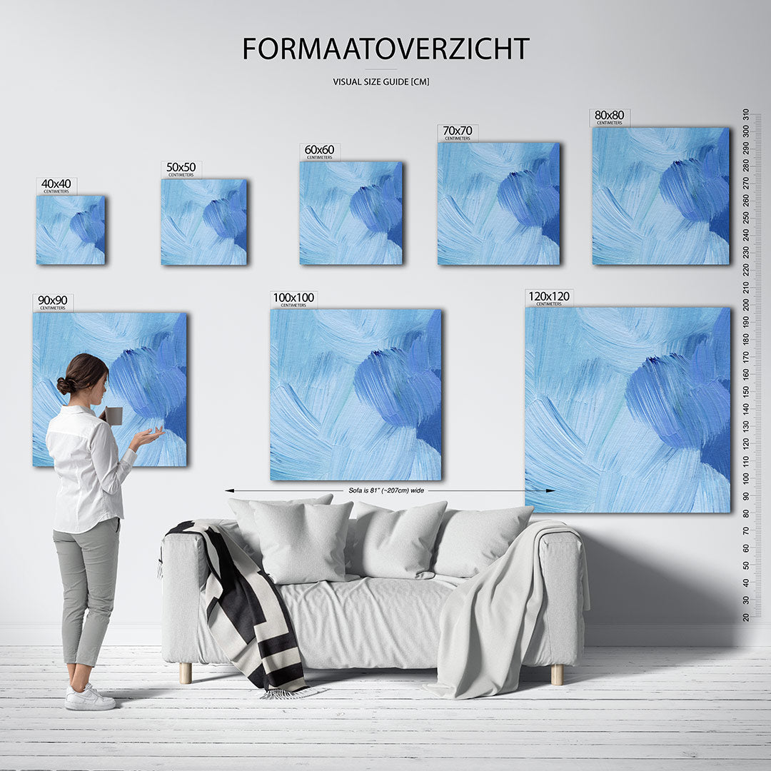 Golvende blauwe streken Kunstwerk