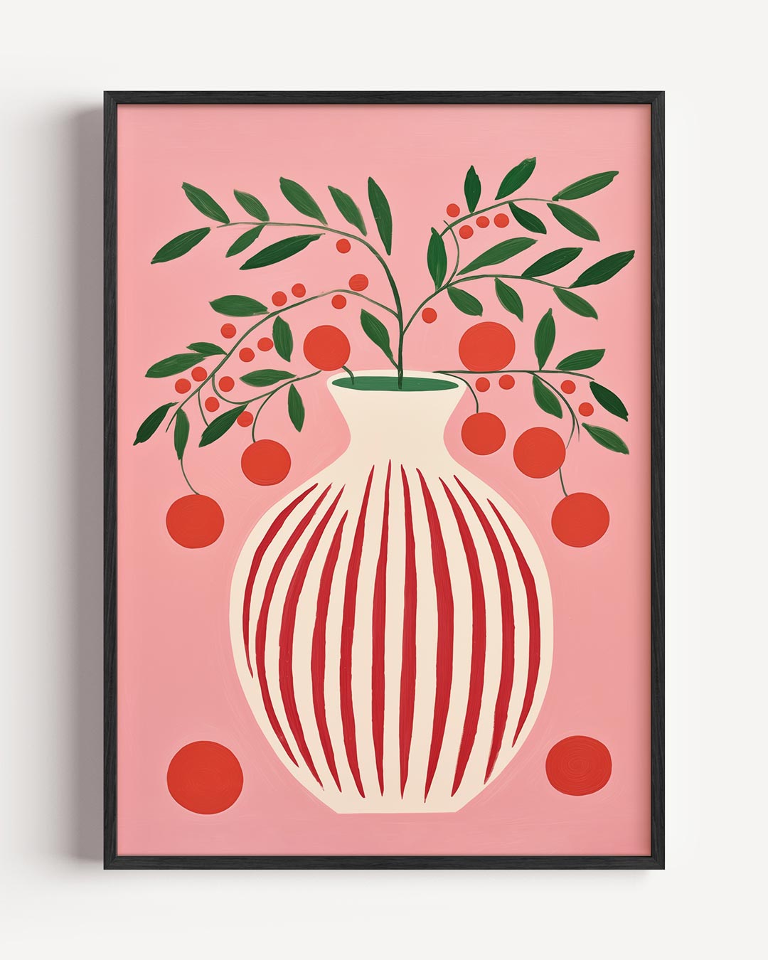Bloemenvaas met Speelse Bessen Poster-WallArtistic