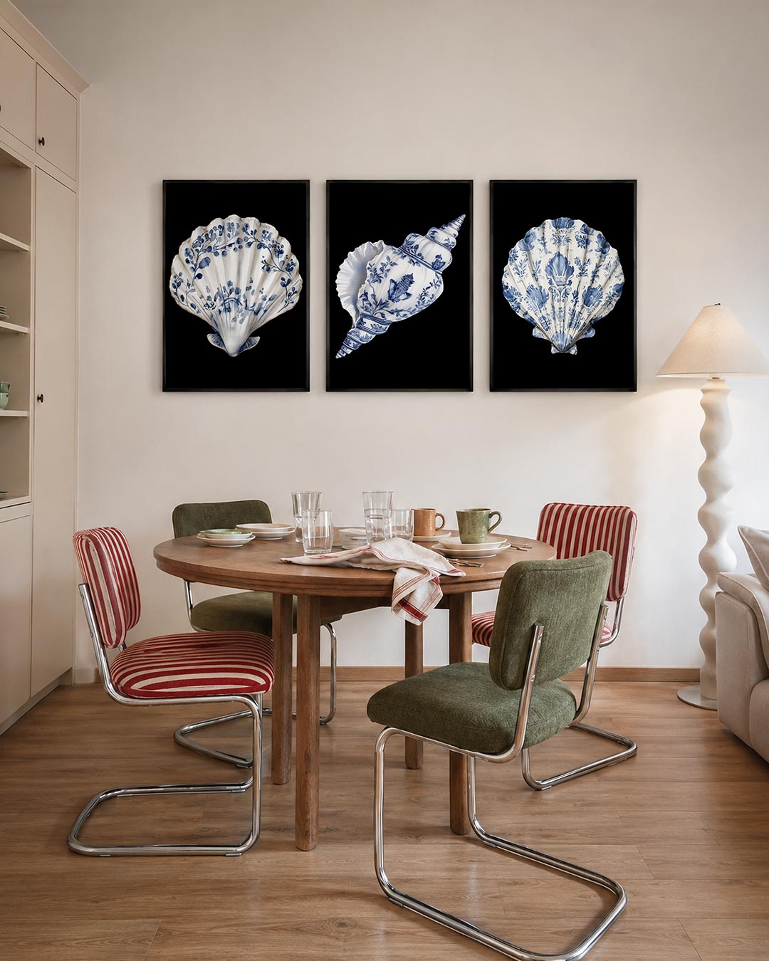 Schelpenpatroon blauw Posterset