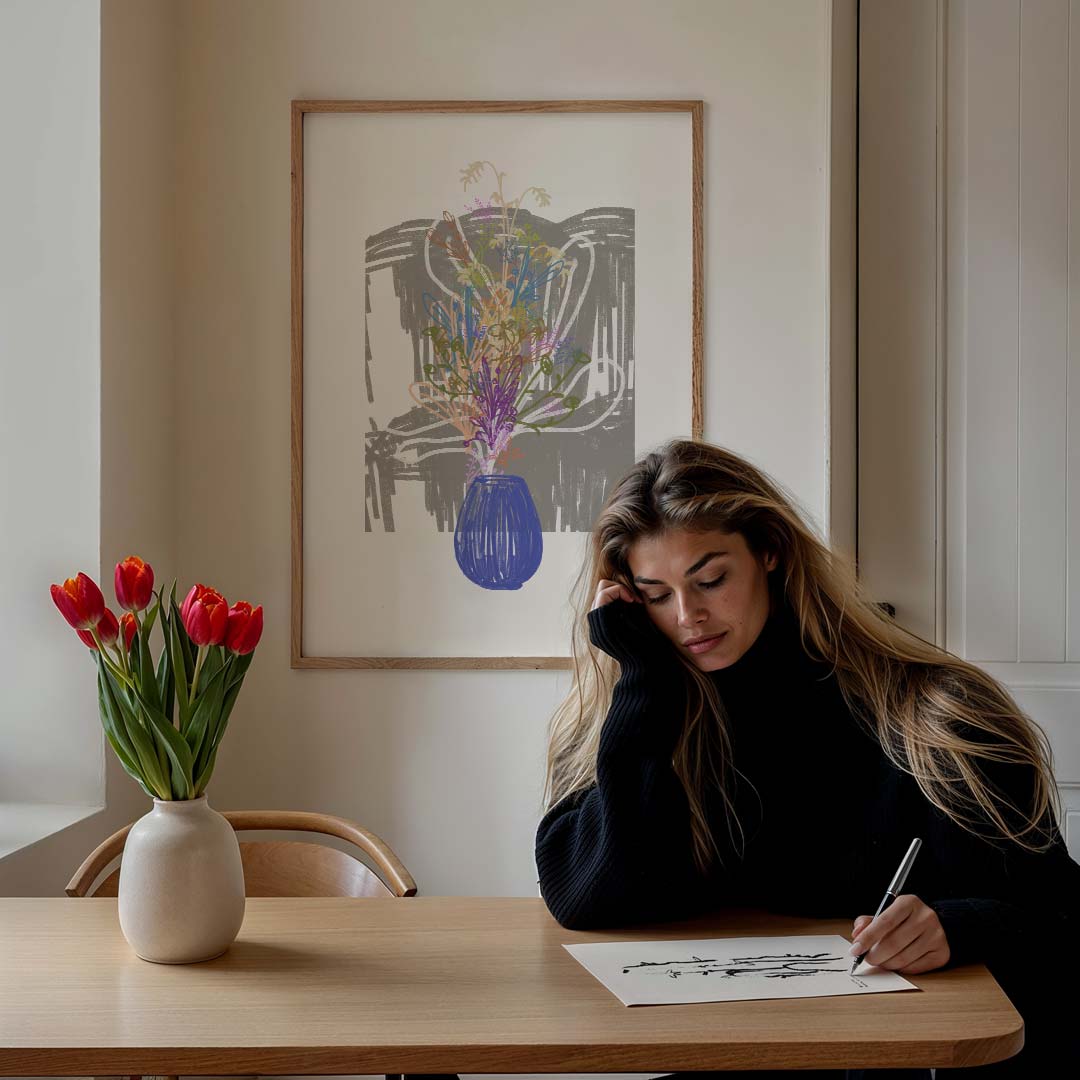 Elegante Bloemenvazen Poster-WallArtistic