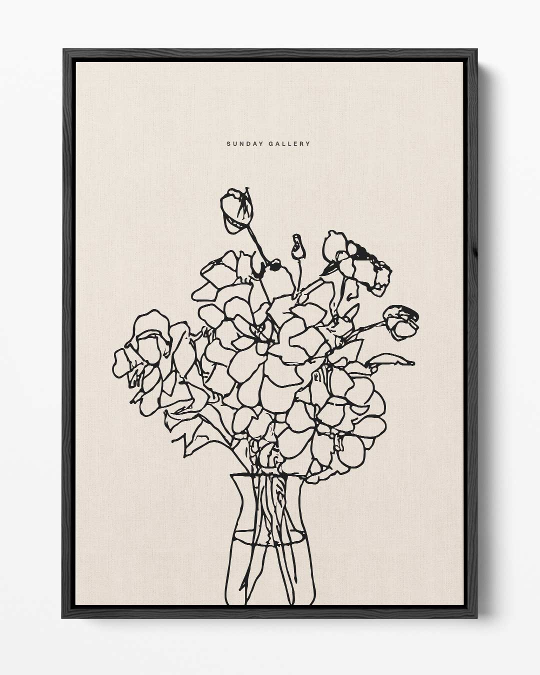 Bloemen in Lijntekening Kunstwerk-canvas-dibond-plexiglas-wanddecoratie-WallArtistic