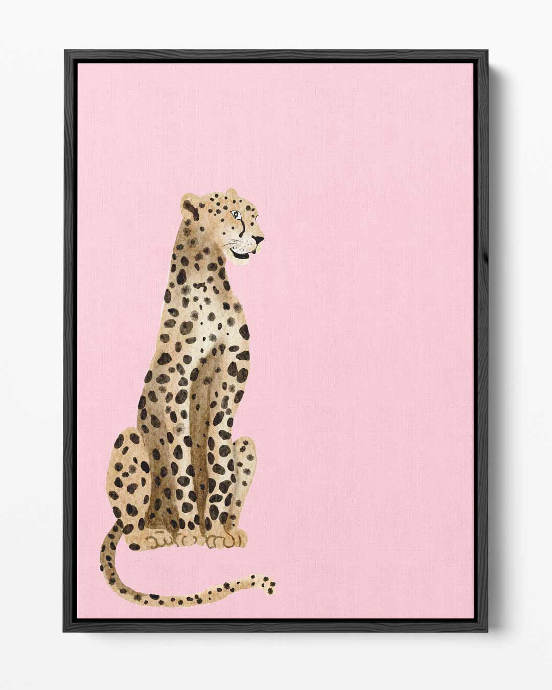 Elegante Luipaard op Roze Achtergrond Kunstwerk-canvas-dibond-plexiglas-wanddecoratie-WallArtistic