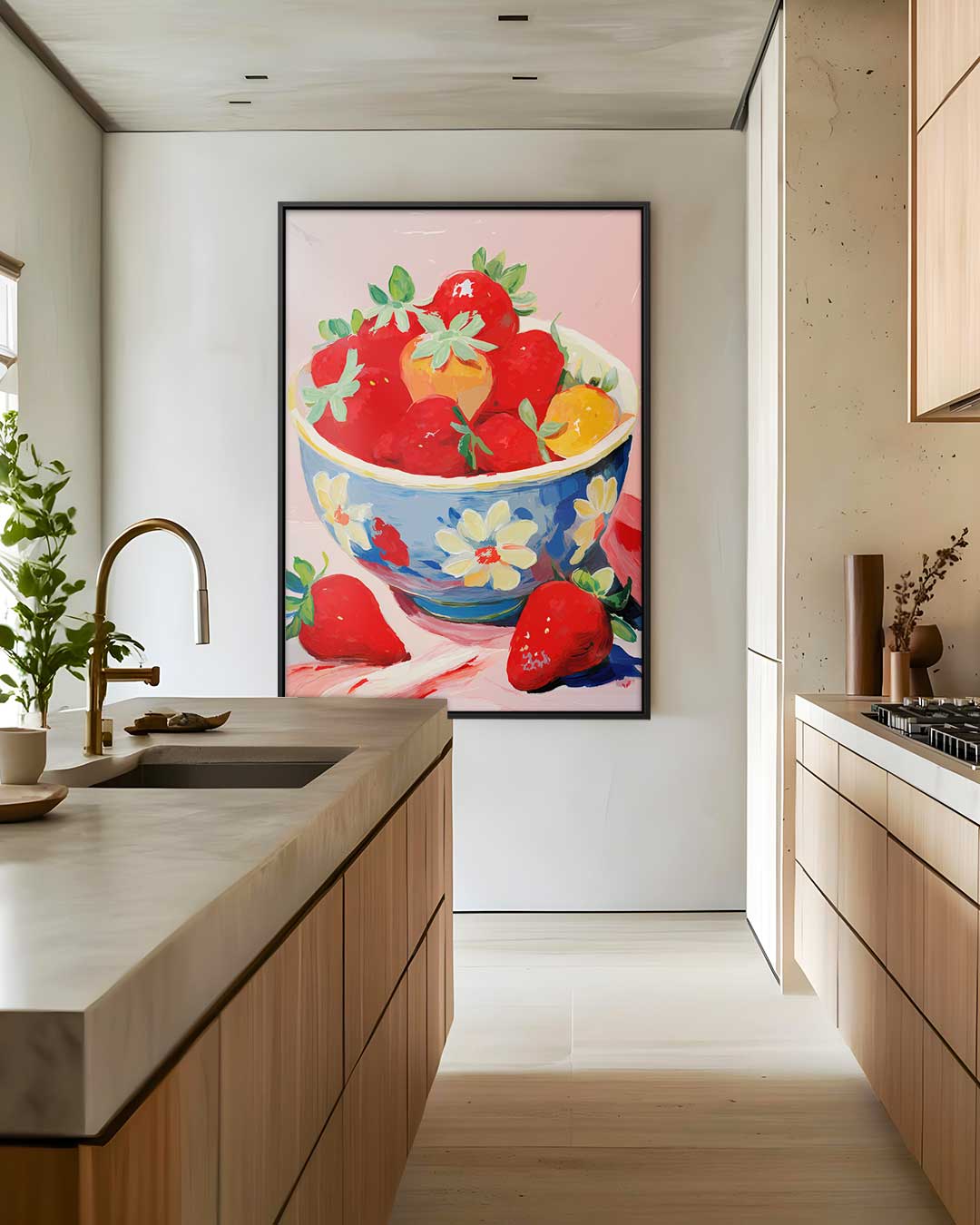 Verrukkelijke Aardbeien in Schaal Kunstwerk-canvas-dibond-plexiglas-wanddecoratie-WallArtistic