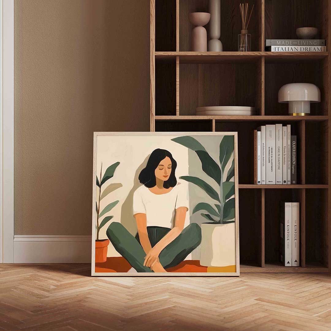 Vrouw met planten Poster