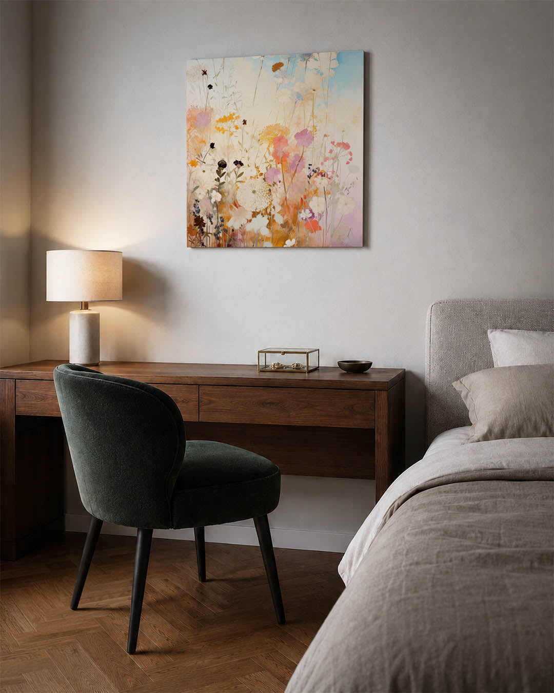 Bloemen in zachte tinten Kunstwerk