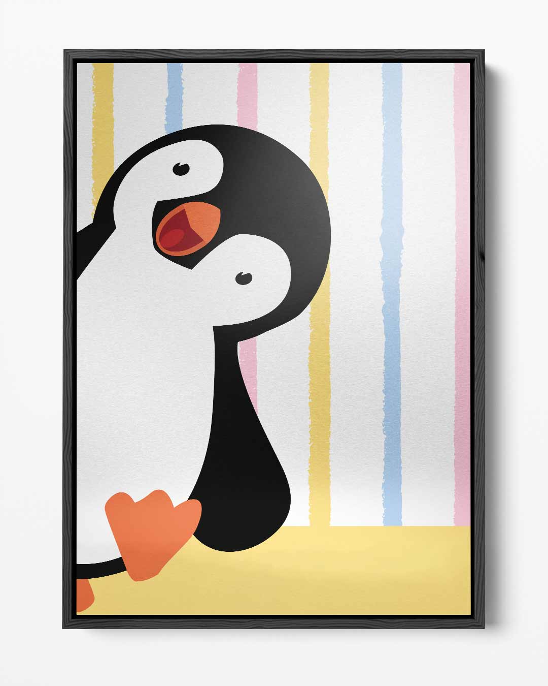 Vrolijke Pinguïn Kunstprint Kunstwerk-canvas-dibond-plexiglas-wanddecoratie-WallArtistic