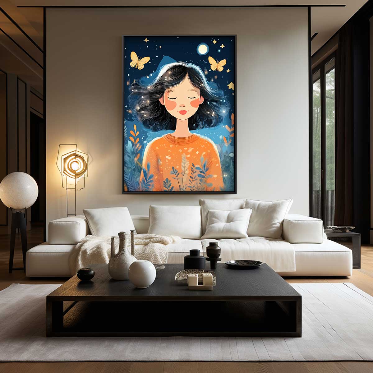 Dromerige Nachtwandeling Kunstwerk-canvas-dibond-plexiglas-wanddecoratie-WallArtistic