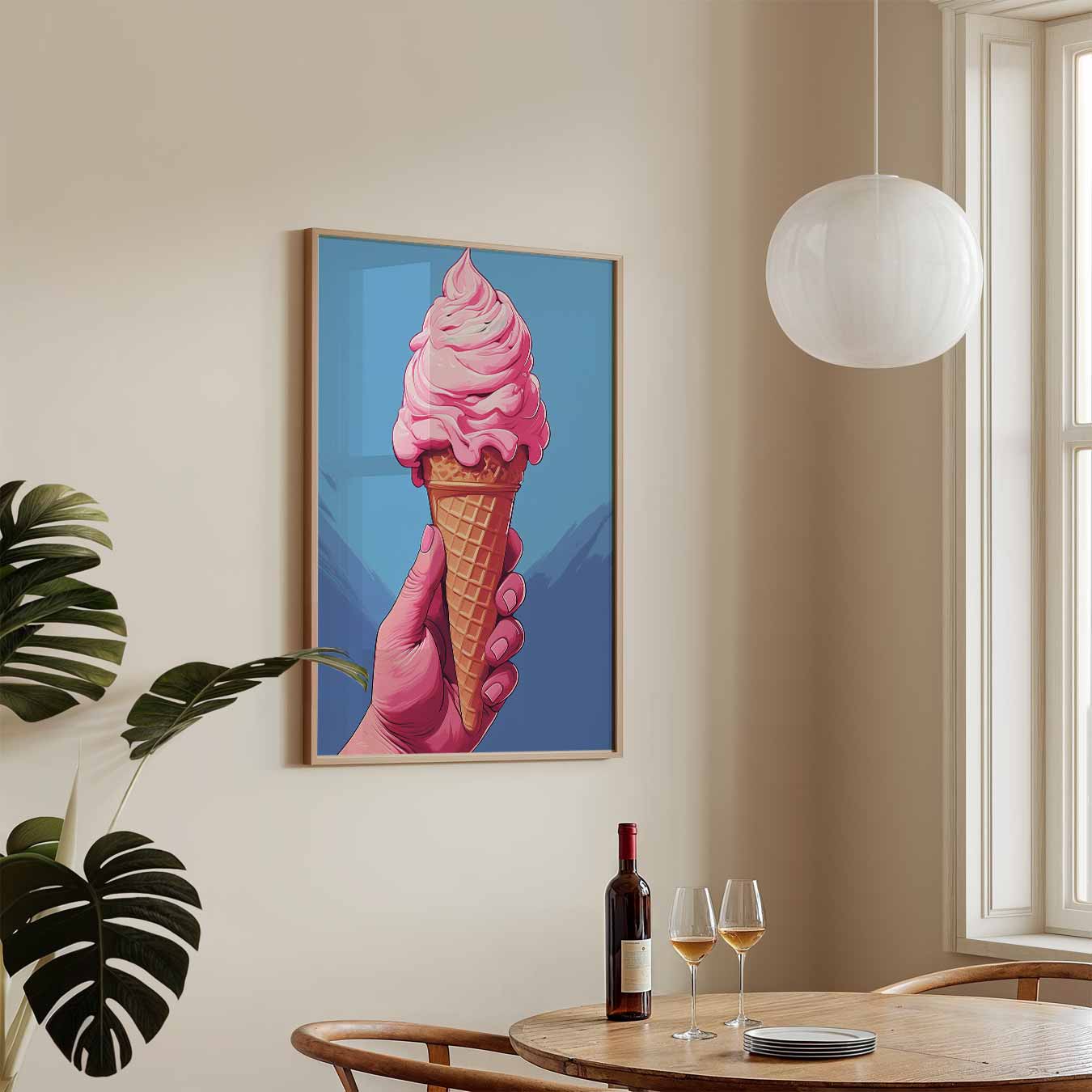 Zoete Roze IJscône Poster