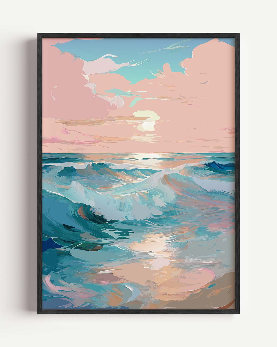 Dromerige Oceaangolven bij Zonsondergang Poster