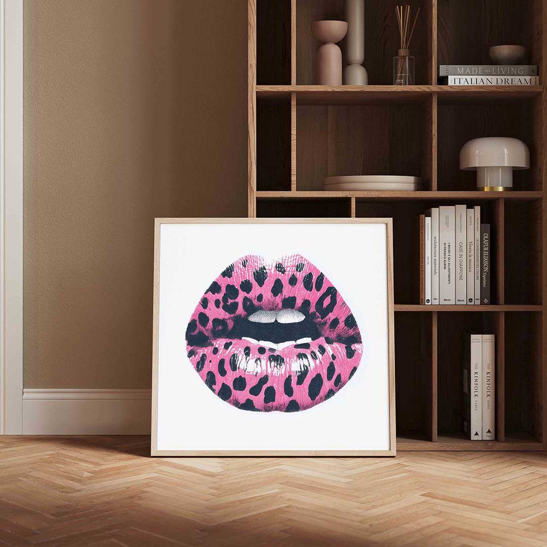 Roze lippen met stippen Poster